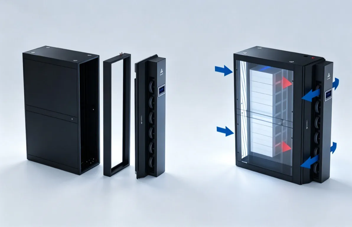 SmoothAir optimized rear door heat exchanger - adds less than 380mm depth, DX based design for even cooling distribution in high-density racks