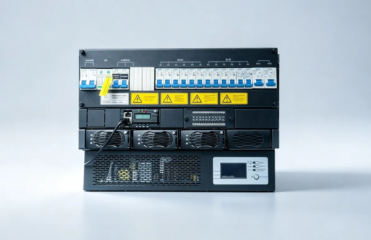 AgileHub hybrid power system - 48VDC rectifier with EPS inverter, 60kVA UPS in 4U, and lithium-iron battery for AC/DC mixed deployment