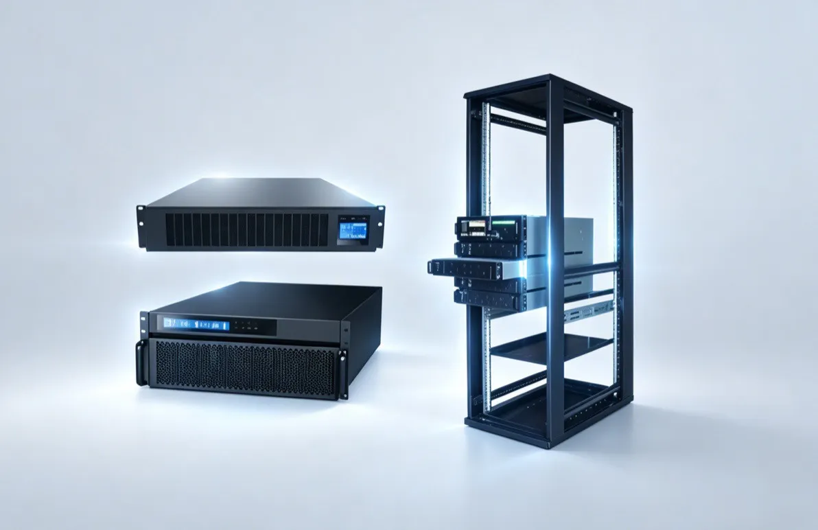 AgilePower UPS rack oriented system - 19-inch design with up to 60kVA capacity in 4U space and parallel redundancy up to 3 units