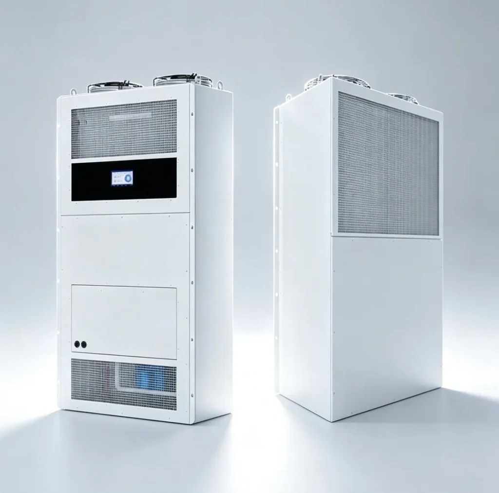 SmoothAir wall mount precision cooling unit - compact weatherproof design for telecom shelters, container DCs, and battery storage systems