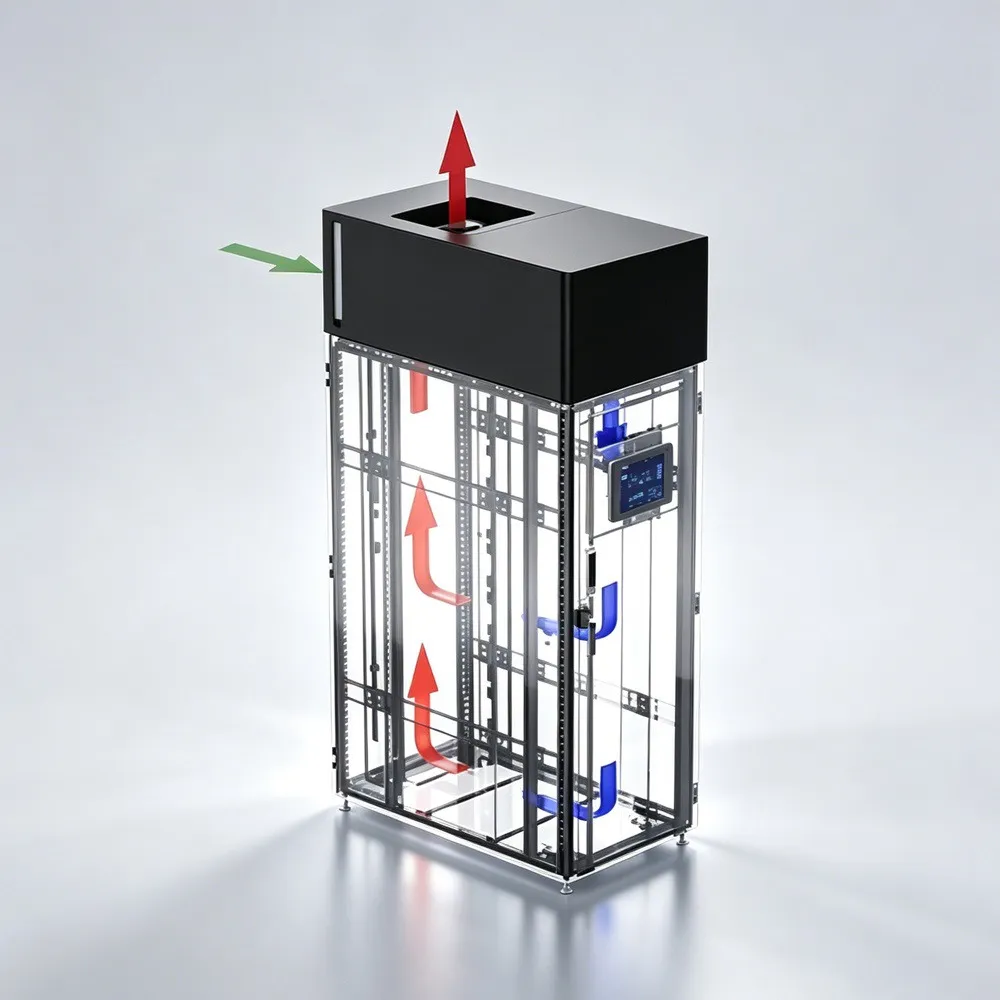 SmoothAir top packaged rack cooling unit - 2.5-5.5kW capacity, 9-12U height, no IT space occupation for edge deployments